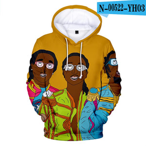 Migos Rapper 3D Hoodies Sweatshirt Men Women Long Sleeve Pullover Casual Oversize Hoodie 3D Sweatshirt