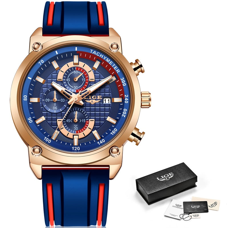 New Top Fashion Chronograph Quartz Men Watches Silicone Strap Date Wristwatch Male Luminous Watch