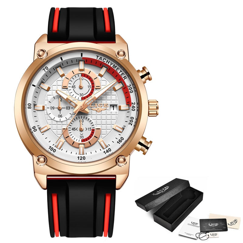 New Top Fashion Chronograph Quartz Men Watches Silicone Strap Date Wristwatch Male Luminous Watch