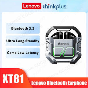 Lenovo XT81 Bluetooth Earphones Wireless Headphones Gamer Headset Waterproof TWS Noise Reduction With Microphone Sports Earbuds