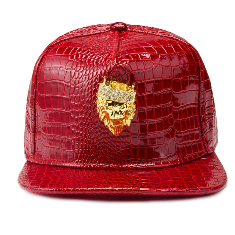 Cool Lion Head Logo Baseball Cap Faux Leather
