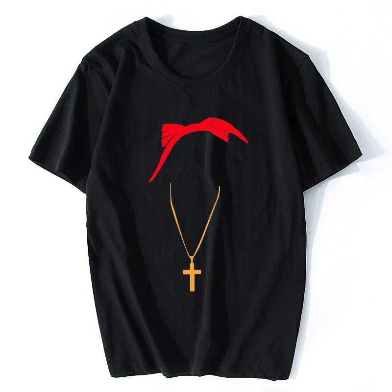 Tupac Shakur 2Pac T Shirt Cartoon Print T-Shirt Short Sleeve Basic Tee